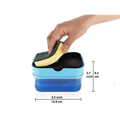 Soap Dispenser for Kitchen And Sponge Holder Dish Sink Dishwashing Dishwasher Liquid Instant Refill Durable (Soap Dispenser) Plastic
